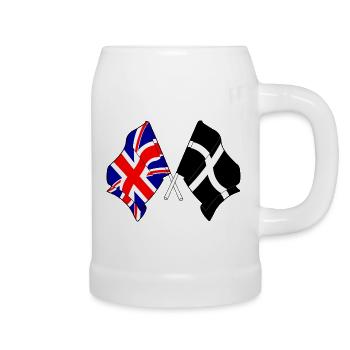 Cornwall & GB Kreuzung - Bierkrug - Weiß - Rechts