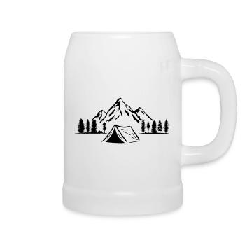 Camping Adventure, Mountain and Forest - Beer Mug - white - Right