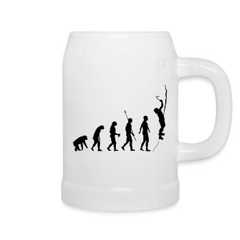Evolution des Menschen, Eisklettern, Eiskletterer - Bierkrug - Weiß - Rechts