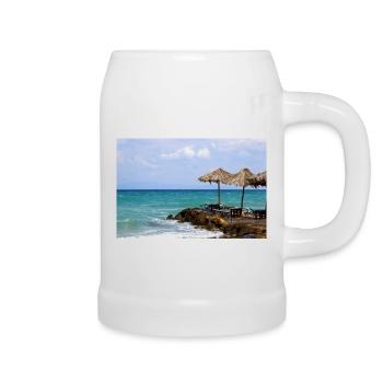 Sommer Sonne Strand Meer Poster - Bierkrug - Weiß - Rechts
