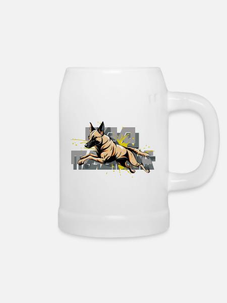 Malinois Hund Springen - Bierkrug - Weiß