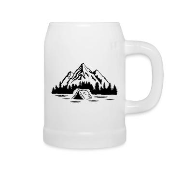 Camping Adventure, Mountains and Forest - Beer Mug - white - Right
