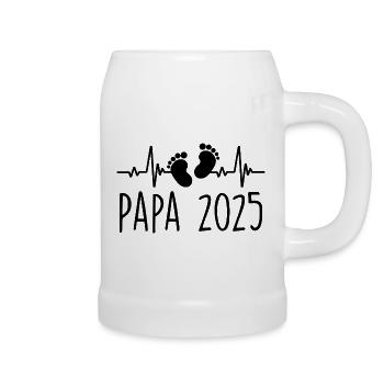 Papa 2025 Frequenz Herschlag Vatertagsgeschenk - Bierkrug - Weiß - Rechts