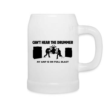 Can’t hear the drummer - Beer Mug - white - Right