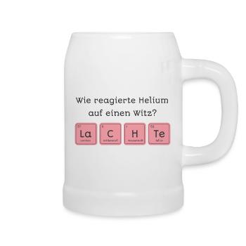 Wie reagierte Helium auf einen Witz? Lachte - Bierkrug - Weiß - Rechts