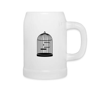 cage vide fermé / empty cage (closed, 1c) - Chope en céramique - blanc - Droite