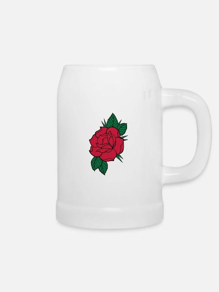 Rose - Dreifarbig - Bierkrug - Weiß