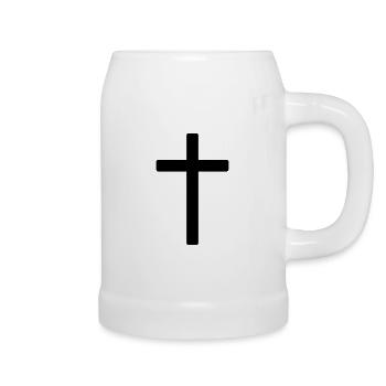 Croix - Chope en céramique - blanc - Droite