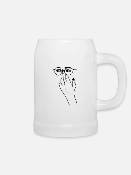 Finger für Brille - Bierkrug - Weiß