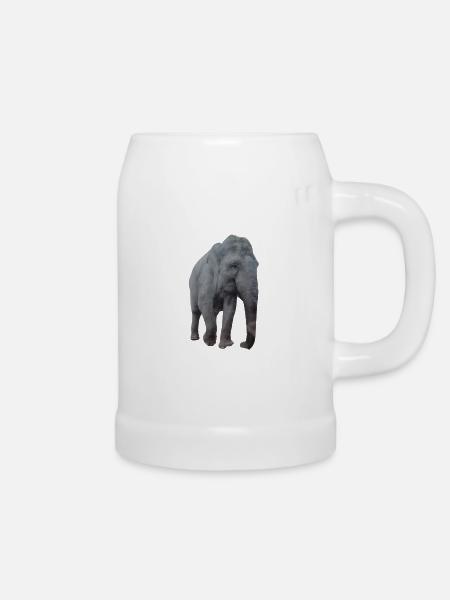 Elefant - Bierkrug - Weiß