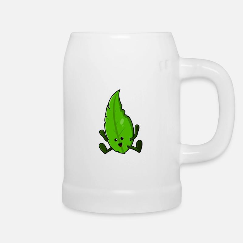 Happy Leaf - Bierkrug - Weiß