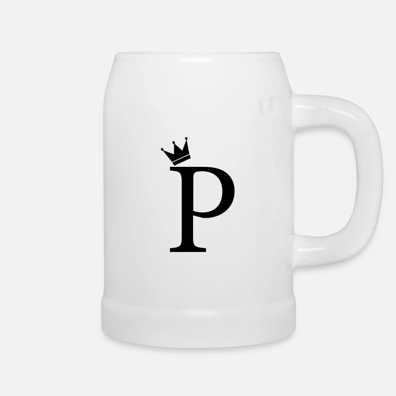 P-Monogramm-Krone - Bierkrug - Weiß