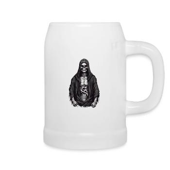 Halloween Sensenmann Skelett Schädel Design - Bierkrug - Weiß - Rechts