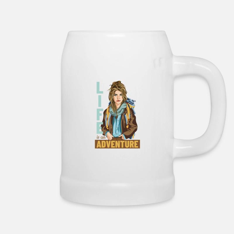 Das Leben ist ein Abenteuer - Bierkrug - Weiß