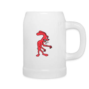 Hase Monster Böse gefräßig Halloween Sabber Spucke - Bierkrug - Weiß - Rechts