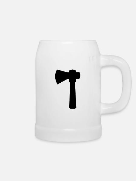 Axt - Bierkrug - Weiß
