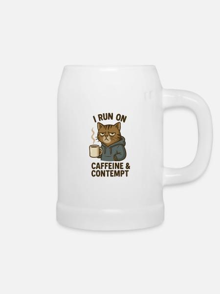 Kaffe Katze - Bierkrug - Weiß