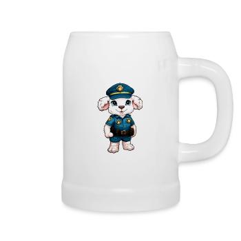 Police des moutons - Chope en céramique - blanc - Droite