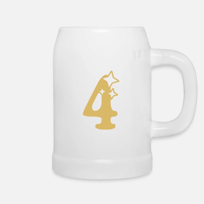 4 Year Anniversary 4th Birthday Star - Beer Mug - white