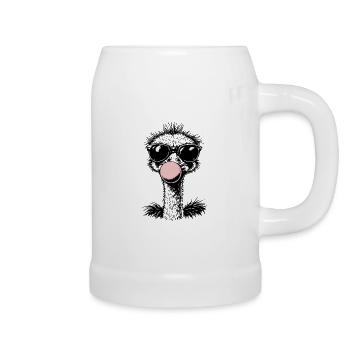 Cool Ostrich Blowing Bubblegum - Beer Mug - white - Right