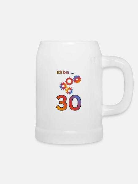 Ich bin 30: Bunte Getriebe-Kunst - Bierkrug - Weiß