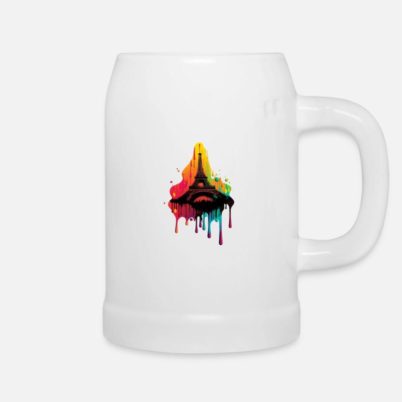 Colorful Drip Design Eiffel Tower - Beer Mug - white