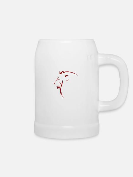 Löwenkopf siluette rot - Bierkrug - Weiß