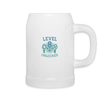 8 Geburtstag Level 8 Unlocked 8 Jahre Geschenkidee - Bierkrug - Weiß - Rechts