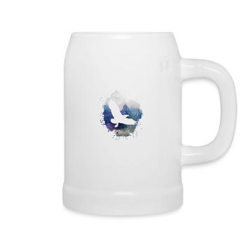 eagle,painting,grey,flies,bird,mountains,landscape - Beer Mug - white - Right