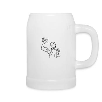 Fitness Outfit Hanteln Training Geschenkidee - Bierkrug - Weiß - Rechts