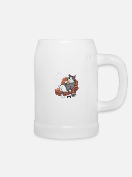 Hauskatze - Bierkrug - Weiß
