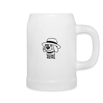 Dapper Doggo - Chapeau haut de forme, design Top Dog - Chope en céramique - blanc - Droite