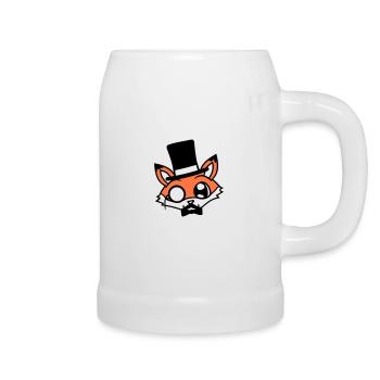 Fox Red Fox Sir Mr. Top Hat Monocle Glasses - Beer Mug - white - Right