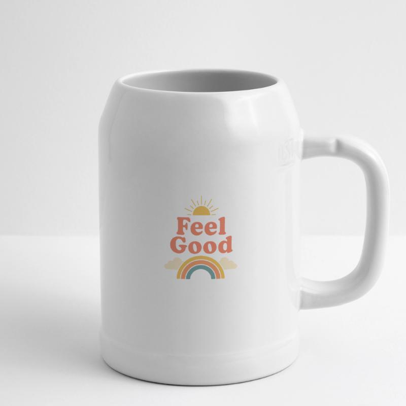 Retro Sonne & Regenbogen Design - Feel Good Bierkrug