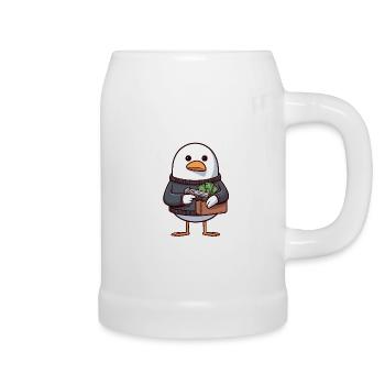 Bank robber thief North Sea gangster seagull money bank - Beer Mug - white - Right