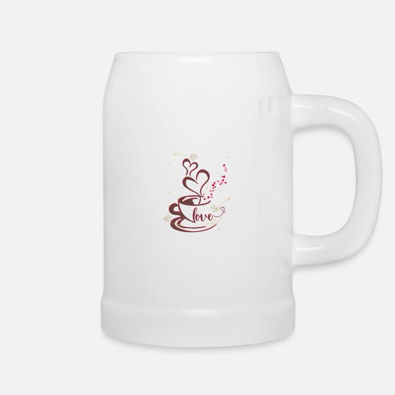 Café - Heart Coffee elegante Silhouette - Bierkrug - Weiß