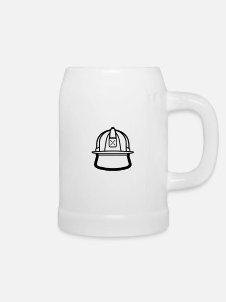 Feuerwehrhelm - Bierkrug - Weiß