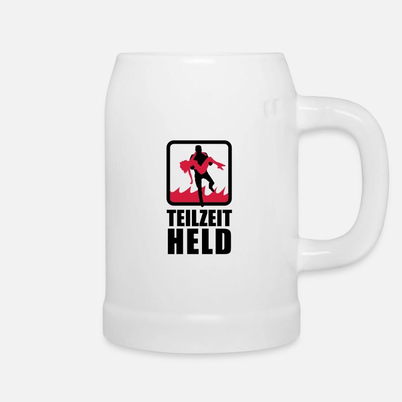 Part-time hero with flame - Beer Mug - white