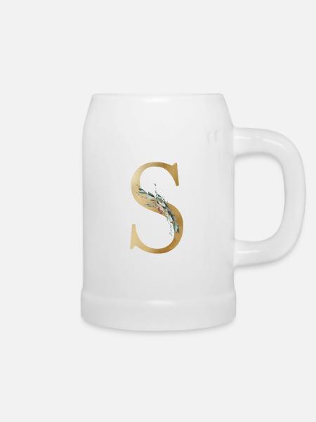 Personalisierbar Monogramm S - Bierkrug - Weiß