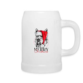 Santa BERGER PICARD Merry Christmas Hunde Wilsigns - Bierkrug - Weiß - Rechts