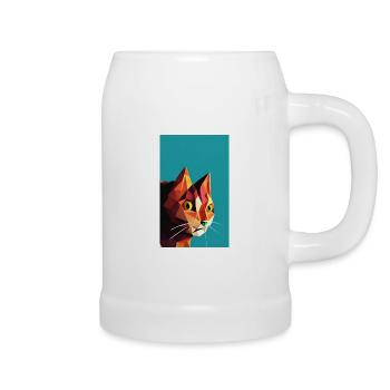 Cat AI Generated Art - Bierkrug - Weiß - Rechts