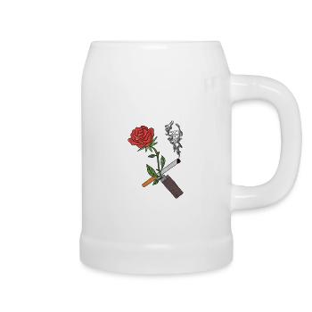 Brennende Rose - Bierkrug - Weiß - Rechts