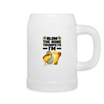 Children's birthday dinosaur - Beer Mug - white - Right