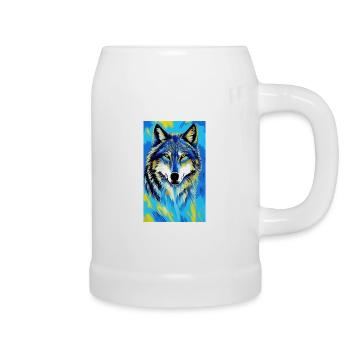 Wolf | Raubtier | Hund | Mystisch - Bierkrug - Weiß - Rechts