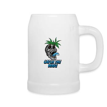 Catch the wave Surf shirt Illustration - Bierkrug - Weiß - Rechts