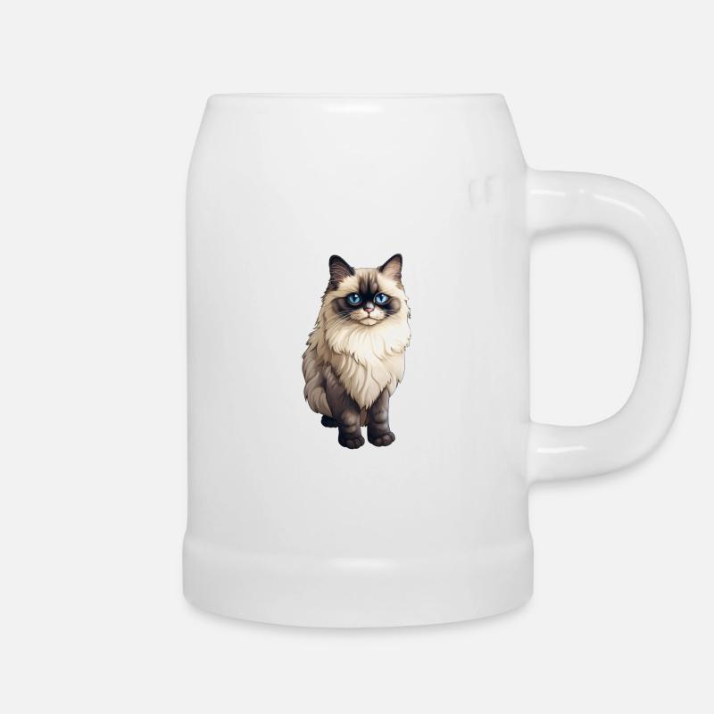 Chat Ragdoll - Chope en céramique - blanc