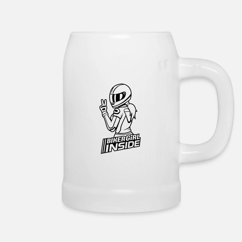 Biker Girl inside (colors changeable) - Beer Mug - white