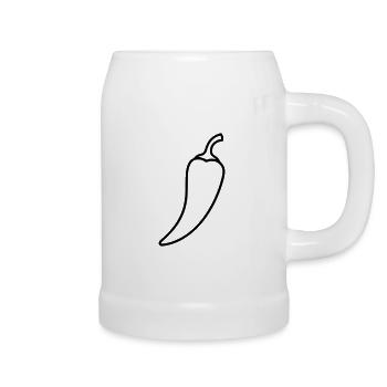 Chili pepper hot outline - Beer Mug - white - Right