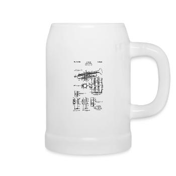 Trumpet – Technical Drawing Vintage Patent - Beer Mug - white - Right