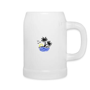 Island Palm Trees Sea - Beer Mug - white - Right